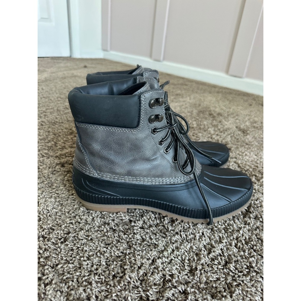 Tommy Hilfiger Colins Mens Grey Black Duck Boots Rain Snow Lace Up